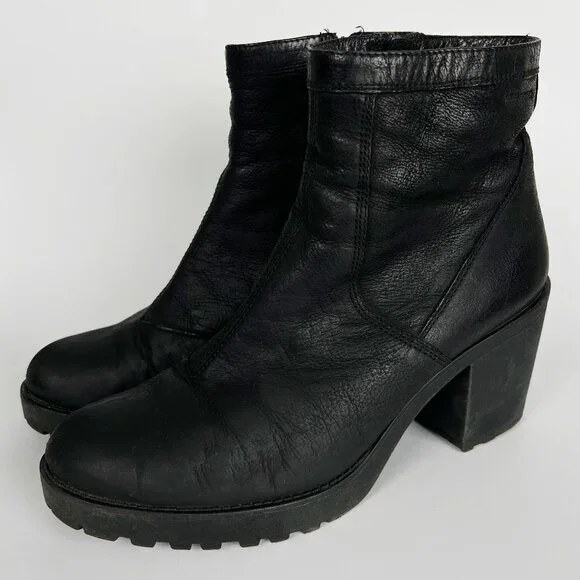 Urban Outfitters Vagabond Leather Boots Chunky Heel Platform Whimsigoth Booties - Picture 9 of 9